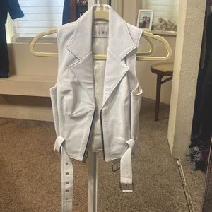 vintage white leather vest